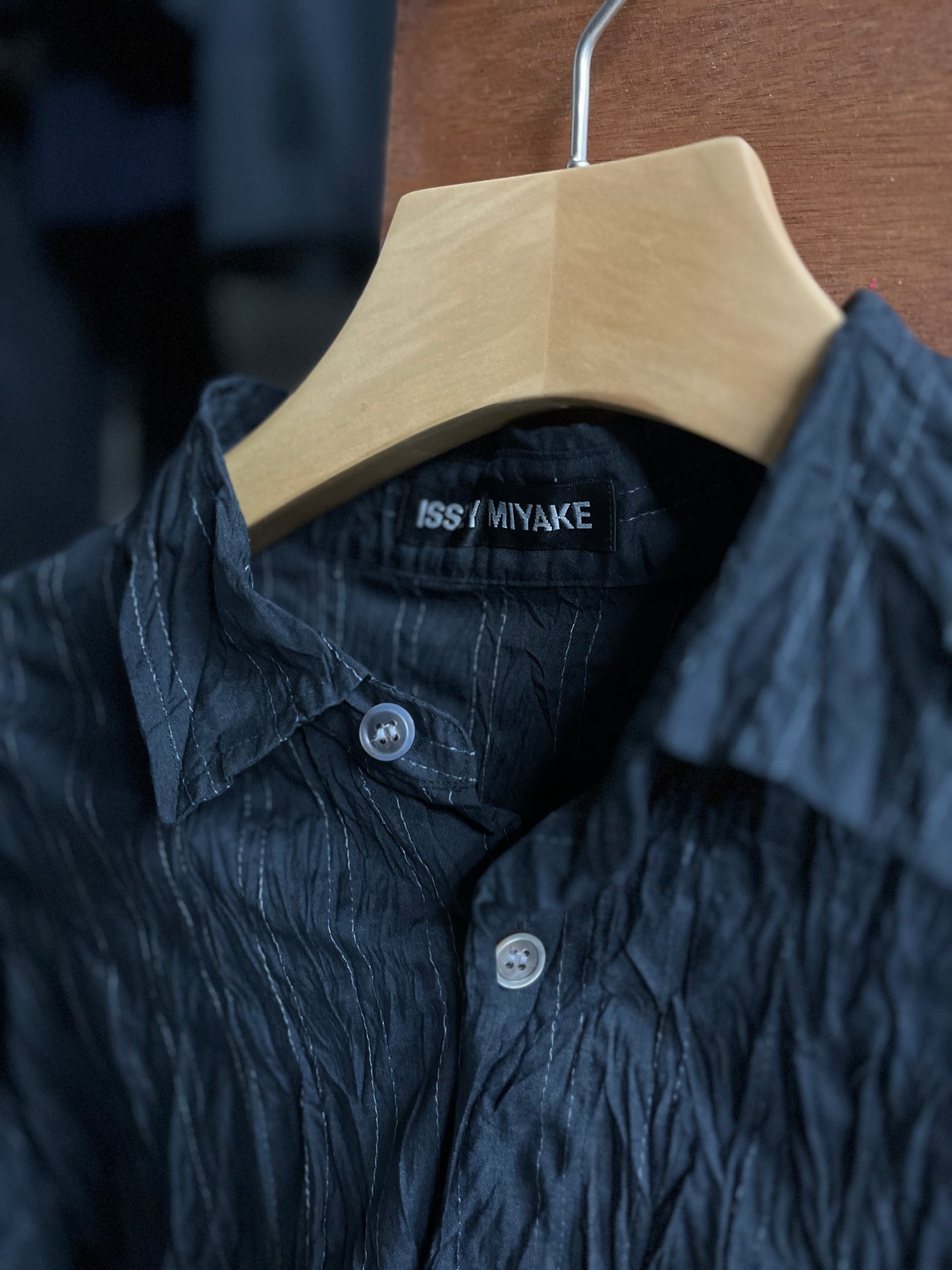 Issey Miyake AW15 stripe pleated shirt-Size 2