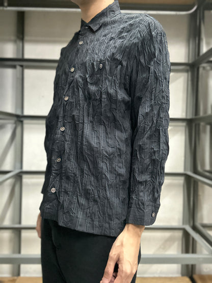Issey Miyake AW15 stripe pleated shirt-Size 2