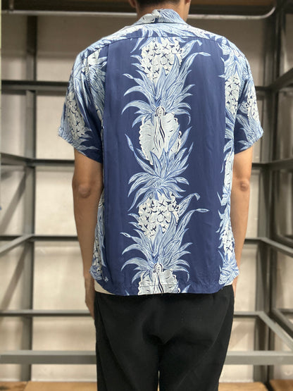Sunsurf blue short sleeve floral printed shirt-Size S