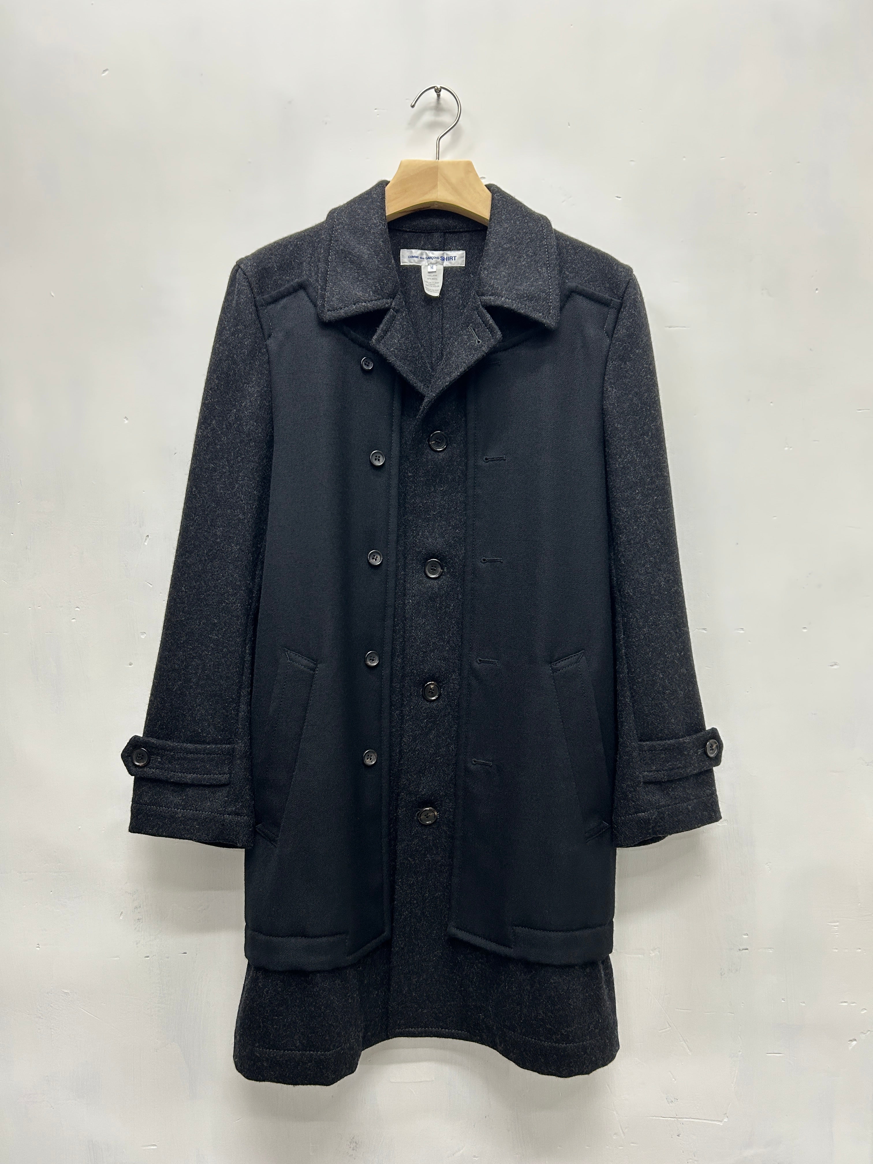 Comme des Garcons SHIRT AW2018 Layered Wool Coat Size M ALARMS