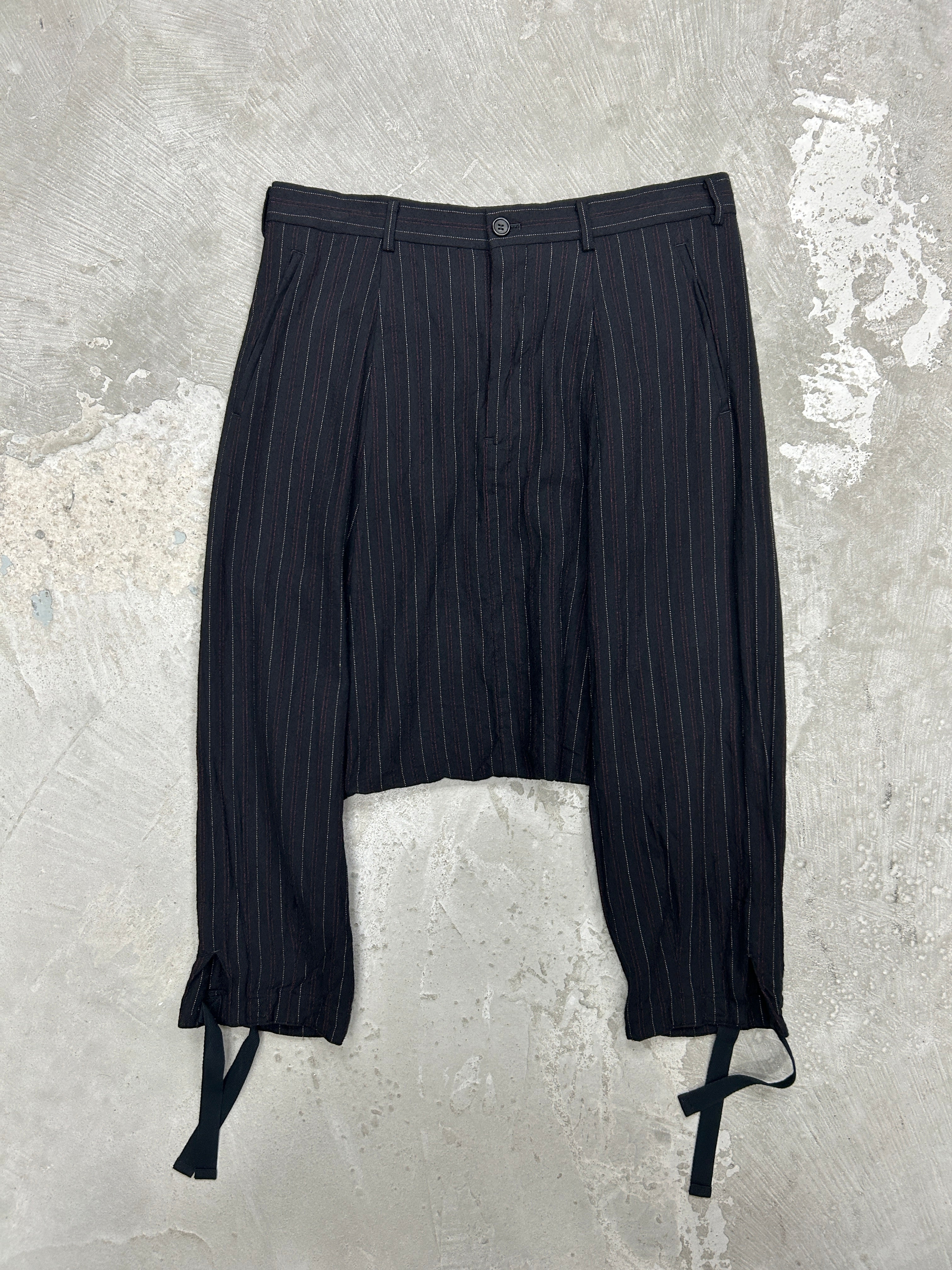 Black Comme Des Garçons gingham-print drop-crotch trousers