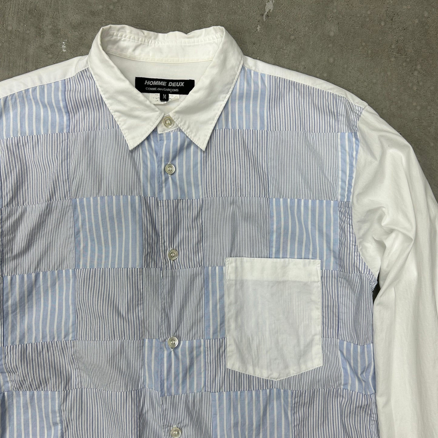 Comme des Garcons Homme Deux SS2014 Patchwork Long Sleeve Shirt-Size M