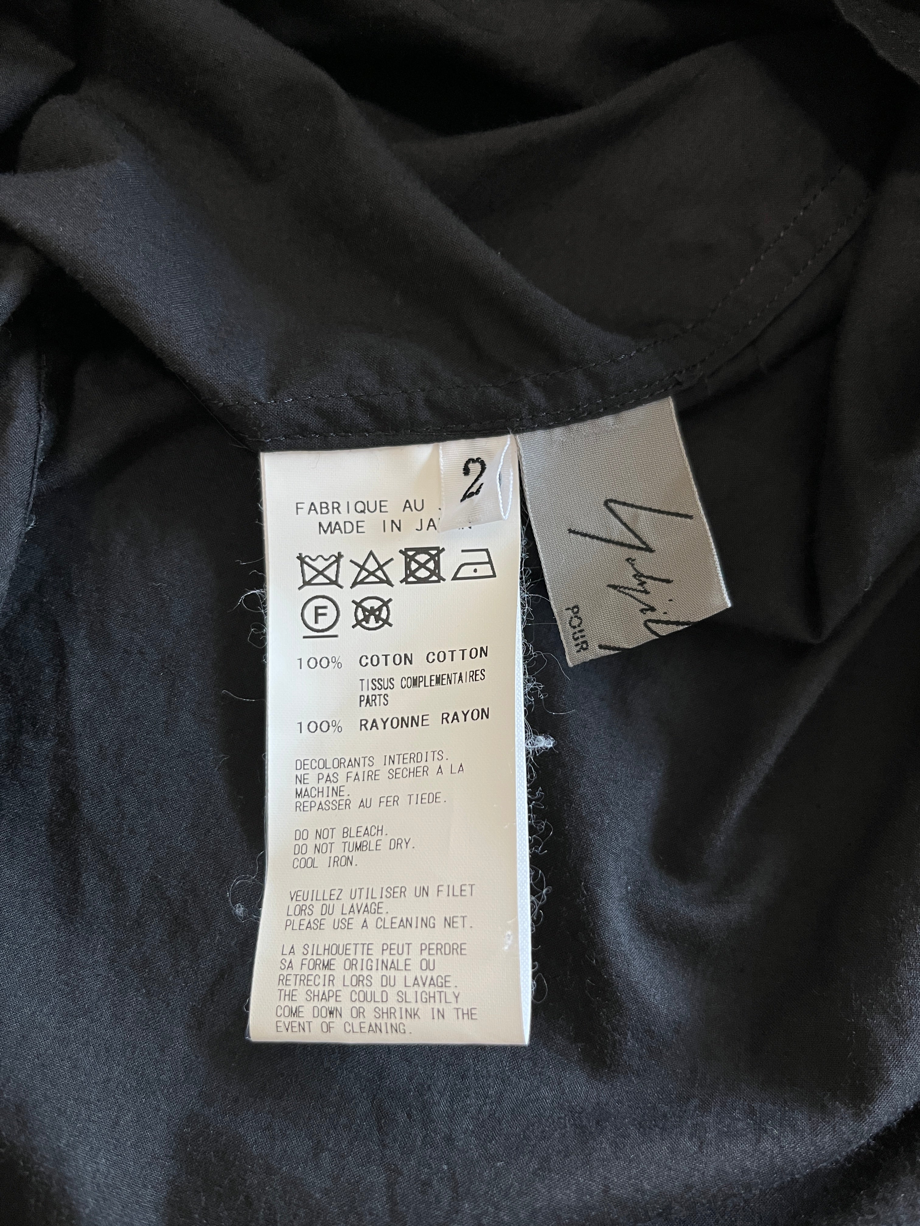 Yohji Yamamoto Pour Homme SS18 shawl collar tie shirt-Size 2 – ALARMS